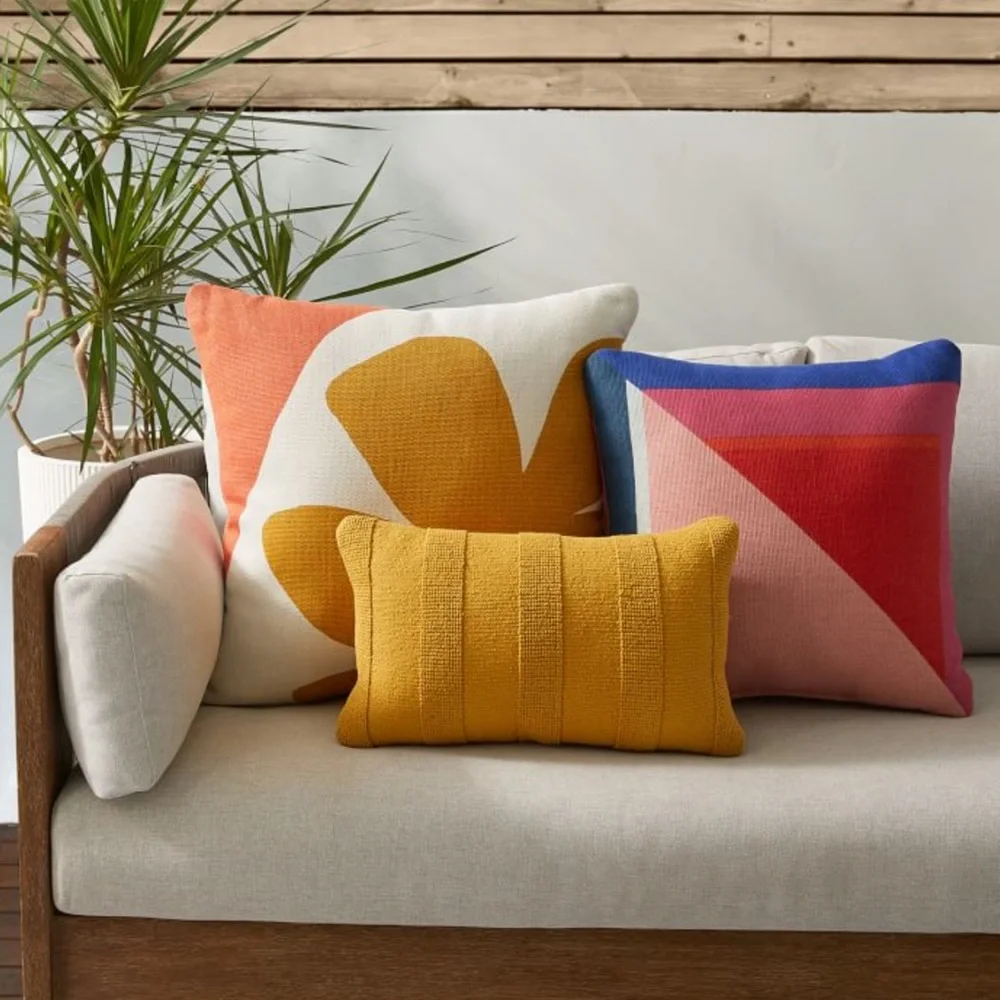 West Elm Tufted Stripe Indoor/Outdoor Pillow